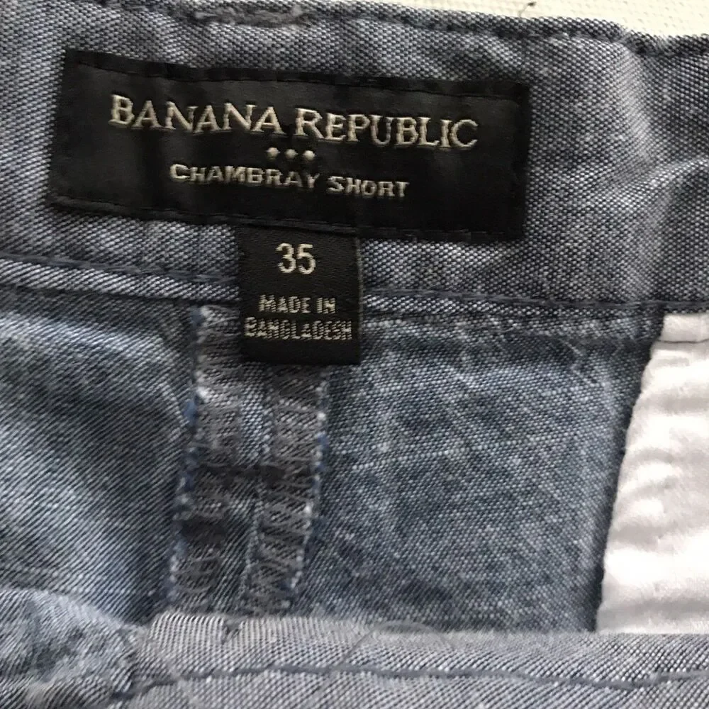 Banana Republic Blue Chambray Denim Casual Vacation Cotton Mens Shorts 35